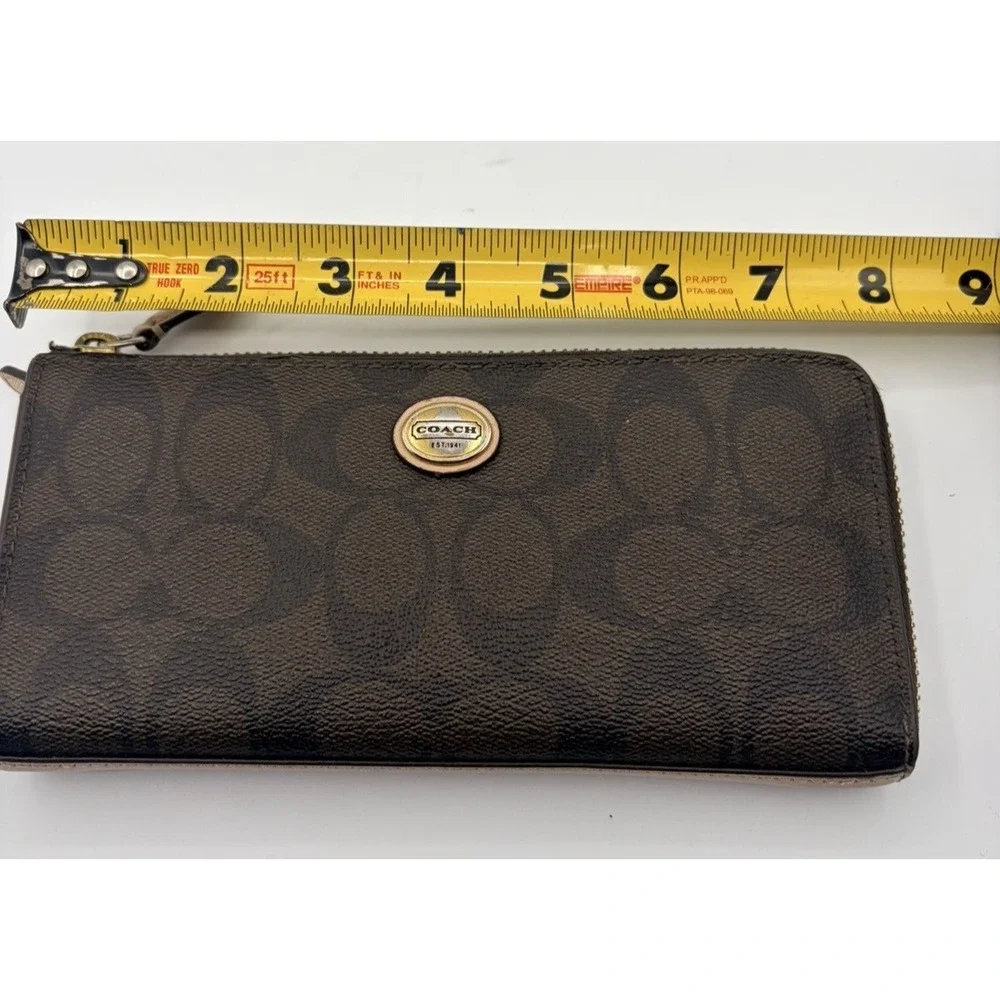 Coach Peyton Signature Accordion Zip Around Wallet (F50180) Canvas & Leather